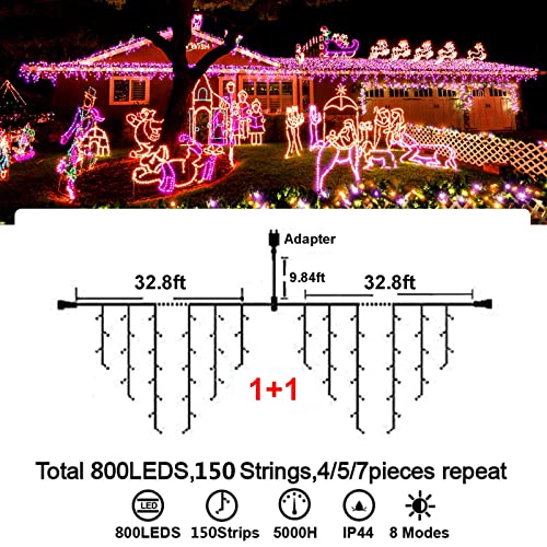 400 LED 32.8 FT 8 Modes 75 Drops Fairy String Curtain Lights for Christmas Decor