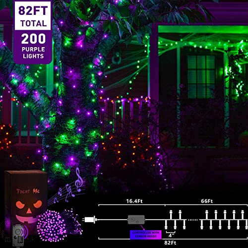 82 FT 200 LED Halloween String Lights & Spooky Music Motion Sensor