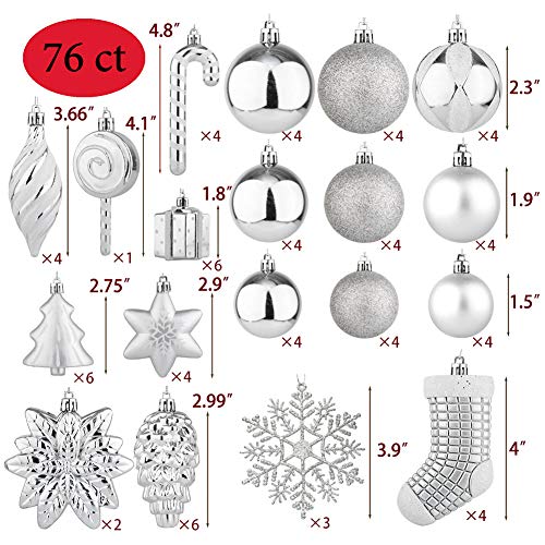 76ct Christmas Tree Balls Ornaments Set