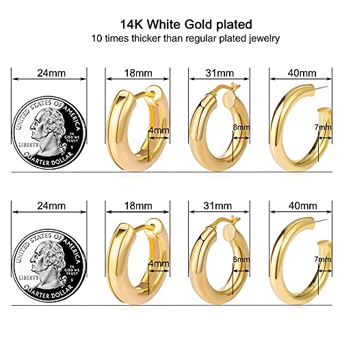 6 Pairs Gold Chunky Hoop Earrings Set for Women Hypoallergenic