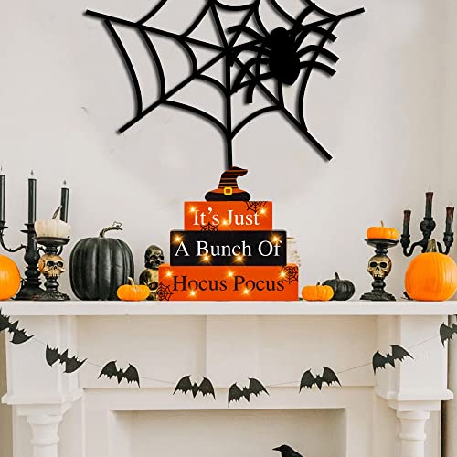 Halloween Wooden Block Sign with Led Lights- It's Just a Bunch of Hocus Pocus Decor