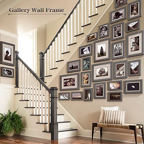 HAMITOR Picture Frames Set Wall Gallery: 10 PCS Family Photo Frames Set for  Wall or Tabletop Decor Including Two 8×10 Four 5×7 Four 4×6 - Rustic Brown