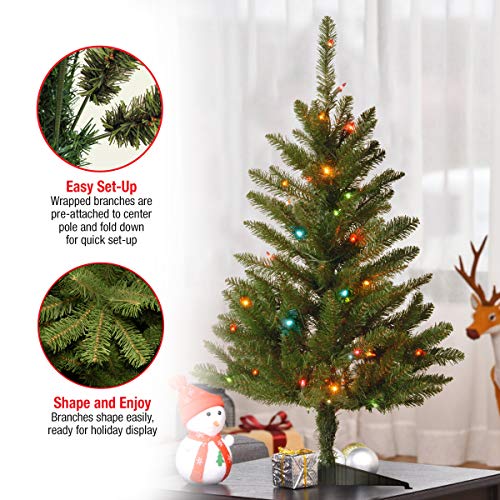 3 Feet Artificial Pre-Lit Mini Christmas Tree Decoration