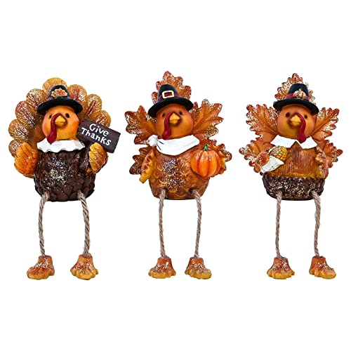 3 Pcs Resin Thanksgiving Turkey Tabletop Centerpieces