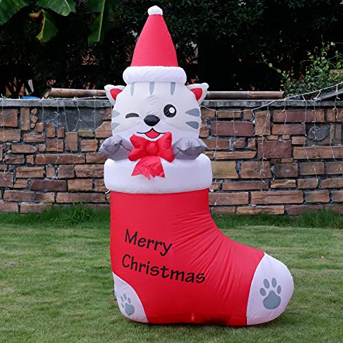 5 FT Christmas Inflatables Xmas Stocking w/ LEDs Decoration