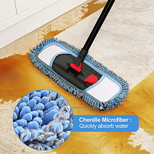 Mop for Floor Cleaning Microfiber for Dry & Wet Tile Floors w/an Extra Chenille Refill Mopping Pad