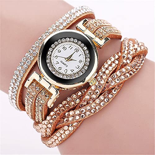 Fashion Rhinestone Watch Twine Bracelet for Women Luxury Quartz Wrist Watches(10 Pack)