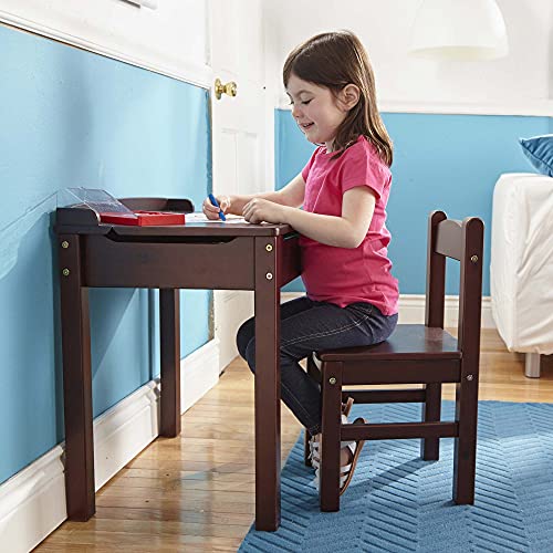 Wooden Lift-Top Desk & Chair for Kids - Espresso