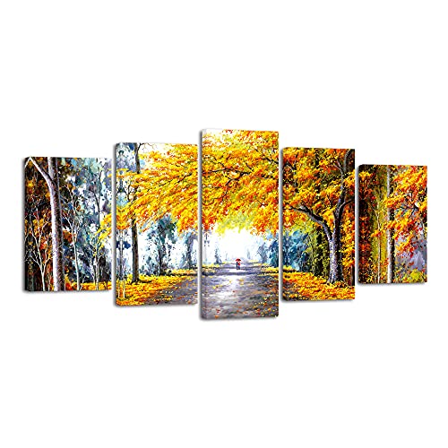 Modern Autumn Love Picture by Oil Paintings for Home Decor 5 Panels Framed