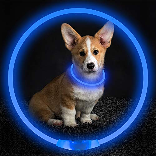 Led Dog Collar USB Rechargeable Flash Dog Necklace Light, Pet Safety Collar