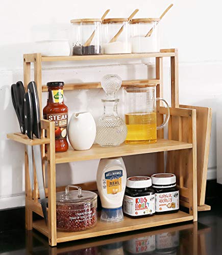 Bamboo Spice Rack Storage Shelves-2 & 3 Tier