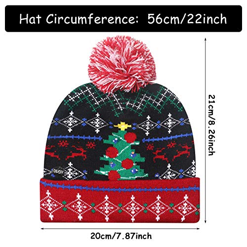 LED Christmas Sweater Beanie Hat for Men/Women