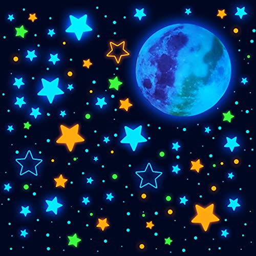 Glow in The Dark Stars and Moon for Ceiling 1449 Pieces