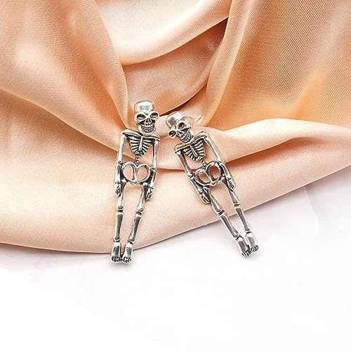 Gothic Skeleton Unique Earrings Punk Human Skull Funny Earrings Ghost Groom Bride Halloween Earrings