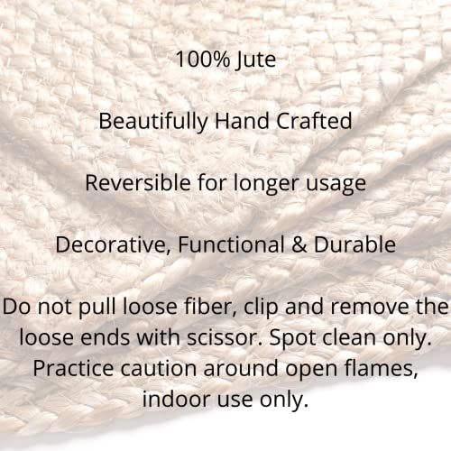 Farmhouse Jute Burlap Braided Table Runner 36 Inches Long - 13x36 Natural Jute Braided Table Runner