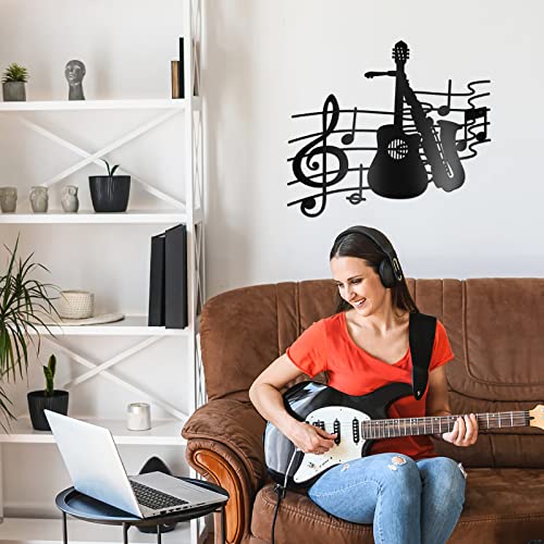 Music Metal Wall Art Decor - Guitar & Saxophone 15.75 x 14.17"