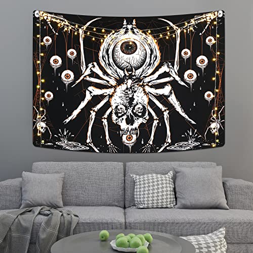 Boniboni Skull Tapestry Hippie Eyes Spider Skeleton Tapestry Wall Hanging for Room