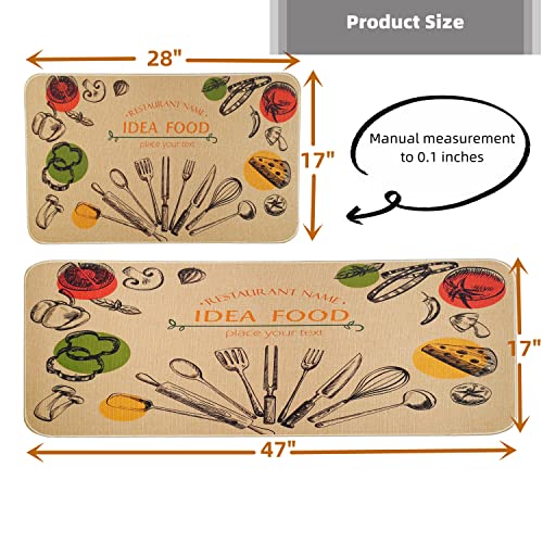 Kitchen Mats Set of 2 Non-Slip Washable