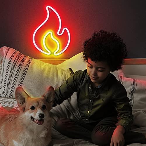 Flame Neon Sign, USB Powered Red Flame w/ On/Off Switch