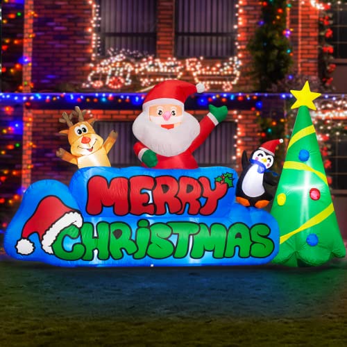 9 FT Merry Christmas Inflatables Decorations w/ LED Lights