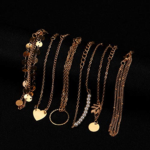 12 Pcs Gold Handmade Adjustable Chain Charm Bracelet Set