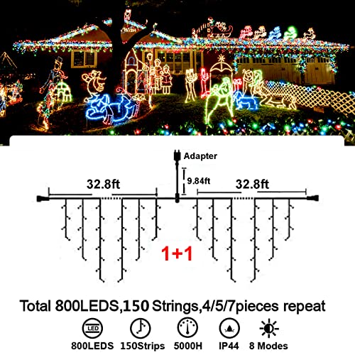 400 LED 32.8 FT 8 Modes 75 Drops Fairy String Curtain Lights for Christmas Decor