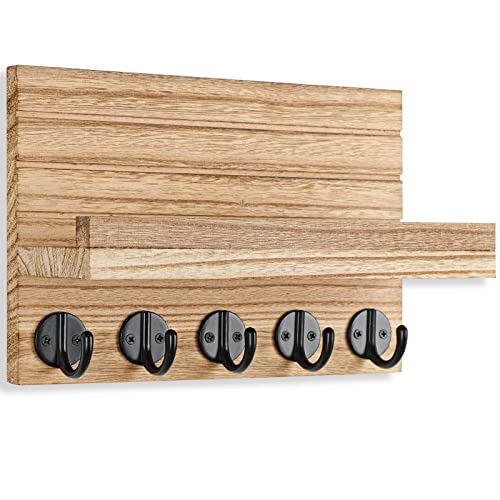 Key Holder for Wall, Decorative Key and Mail Holder with Shelf Has Large Key Hooks for Bags, Coats, Umbrella