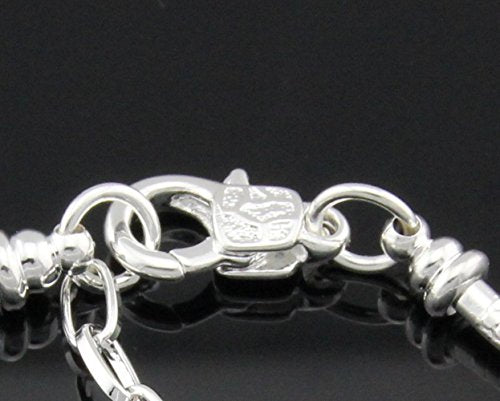 5pcs Women Silver Snake Chain Charm Bracelet Starter with Classic Bead Lobster Clasp Fits All Beads,7.5 inch