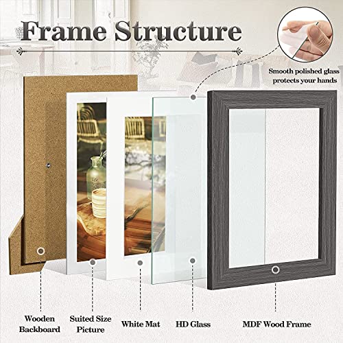 Gallery Wall Picture Frame Set - 10 pcs Family Picture Frames w/ Glass & Mat