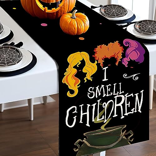 Pumpkins Cat Halloween Table Runner Trick Or Treat Kitchen Dining Table Decoration for Outdoor