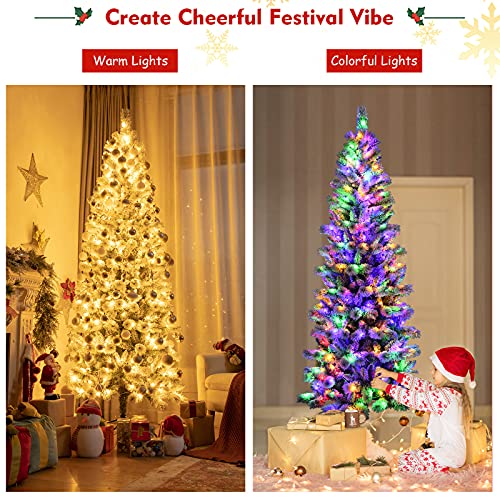 5f/6ft Pre-lit Snow Flocked Christmas Tree Decoration