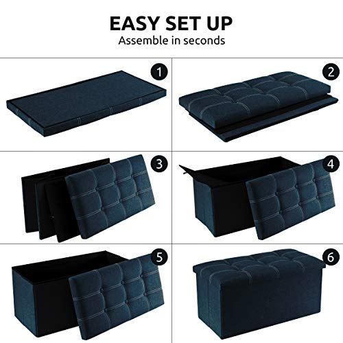 30 inches Storage Ottoman Bench, Foldable Footrest Shoe Bench w/ 80L Storage Space, Support 350lbs