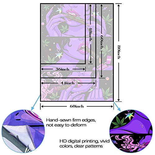 Cool Blacklight Uv Playboy Wall Tapestry for Trippy Bedroom Accessories (Purple, 36"x48")