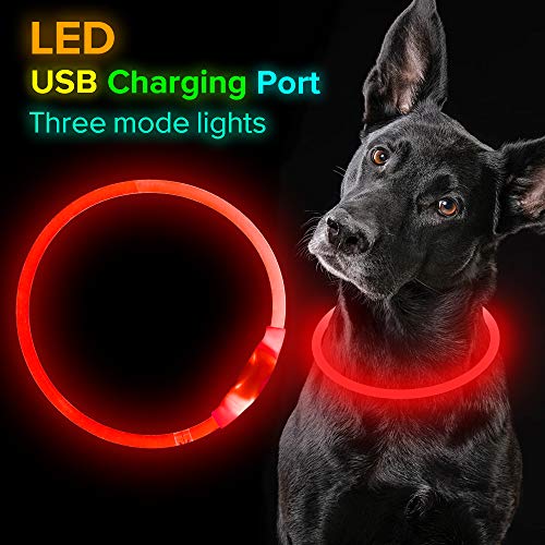 Led Dog Collar USB Rechargeable Flash Dog Necklace Light, Pet Safety Collar