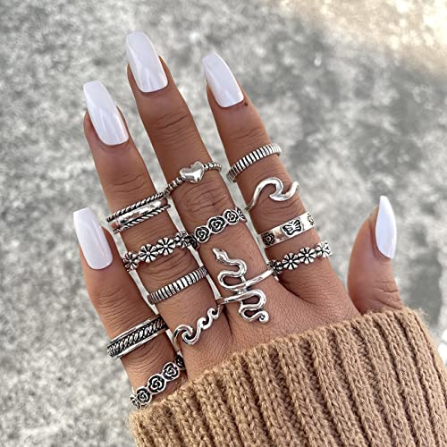 Vintage Silver Knuckle Rings Set for Women