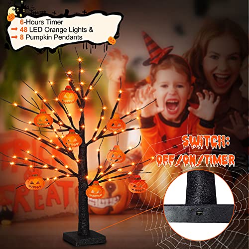 2FT 48 LED Black Halloween Tree for Home Decoration