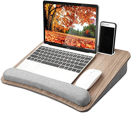 Portable Lap Desk w/ Pillow Cushion, Fits up to 15.6 inch Laptop, w/ Anti-Slip Strip & Storage