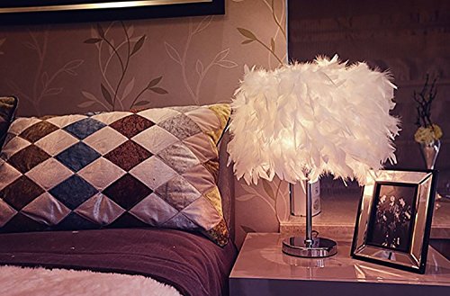 Modern White Feather Lamp, Bulb Included