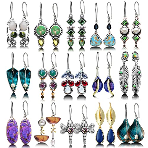 12 Pairs Small Dangle Hoop Drop Earrings for Women