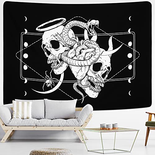 Boniboni Skull Tapestry Hippie Eyes Spider Skeleton Tapestry Wall Hanging for Room