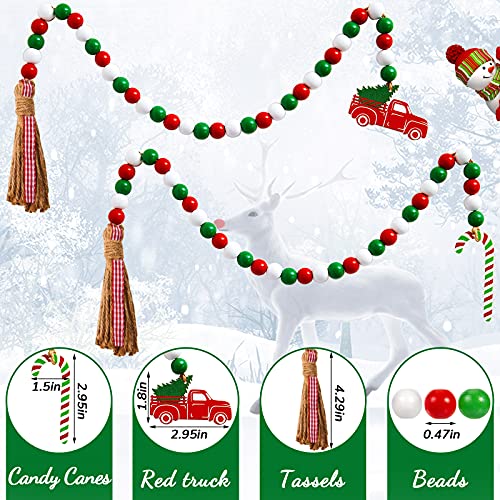 3 Pieces Christmas Wood Beads Decoration