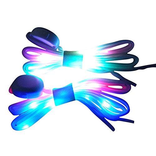 LED White Shoelaces Light Up w/ 3 Modes 7 Colors flashing Shoestrings