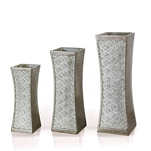 Flower Vase Set of 3  for Home Decoration (Brushed Silver)