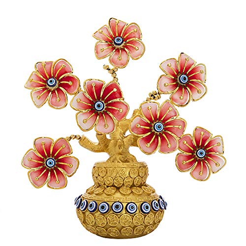 Turkish Evil Eye Flowers Tree / Golden Lucky Bag Ornament Decoration for Good Luck/Wealth