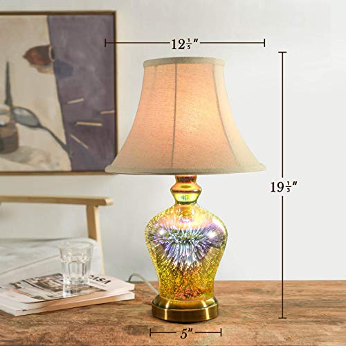 Modern Lamp w/ Unique Handmade 3D Effect Glass Base ,(E26 LED Bulb Included)