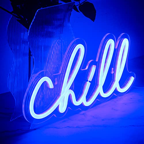 Chill Neon Sign Blue Led Neon Wall Light 14'' x 7''