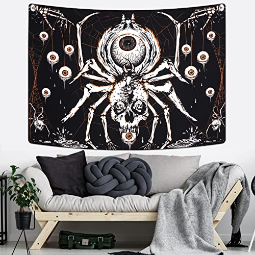 Boniboni Skull Tapestry Hippie Eyes Spider Skeleton Tapestry Wall Hanging for Room