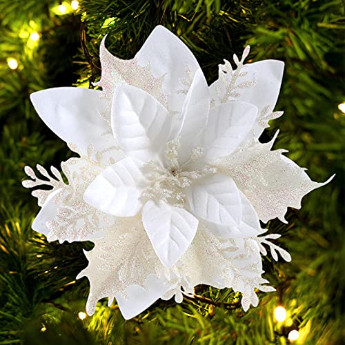 12Pcs Poinsettia Artificial Flowers for Christmas Ornaments