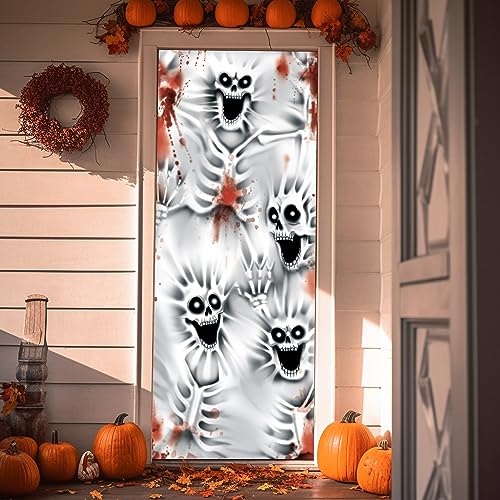 3D Design Scary Skeleton Door Cover for Halloween Skeleton Door, Window and Wall Cover