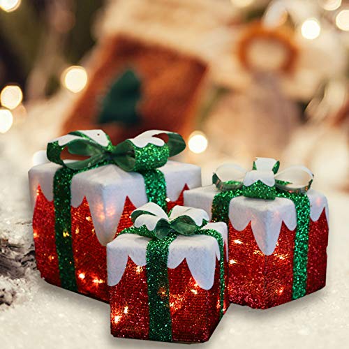 Set of 3 LED Gift Boxes Christmas Decorations